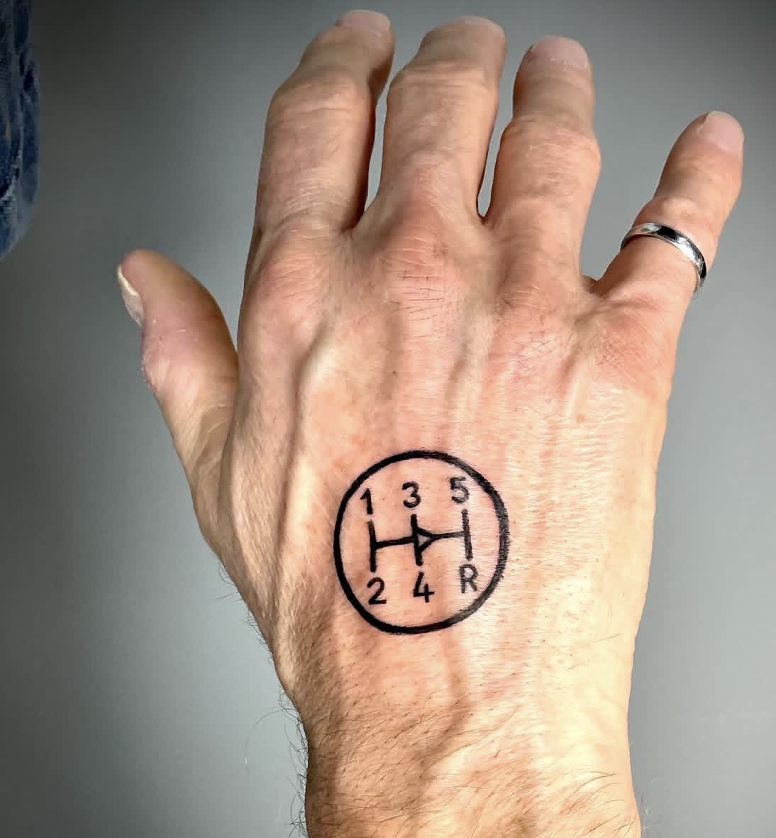 Manual Gear Shift Pattern Hand Tattoo