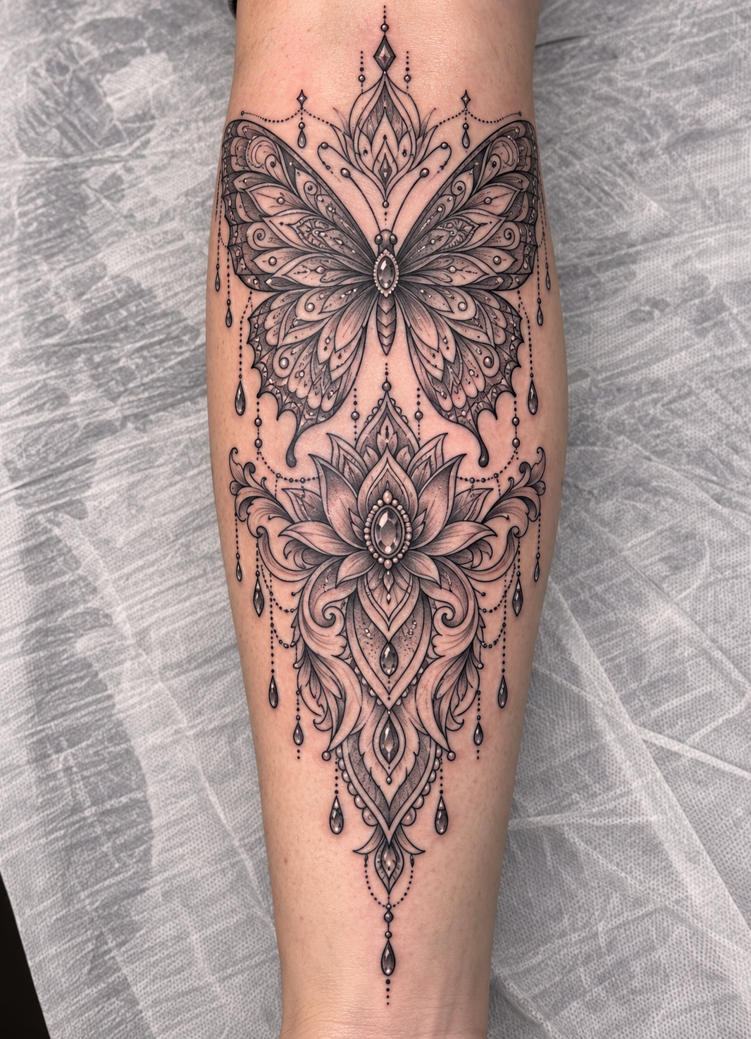 Ornamental Mandala with Gemstone Drops