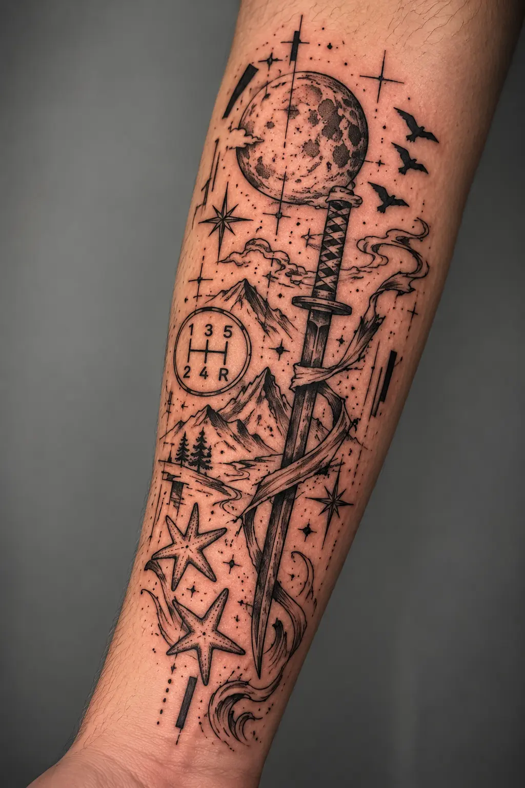 Jordyn Keizer — Katana, Moon & Gear Shift Sleeve