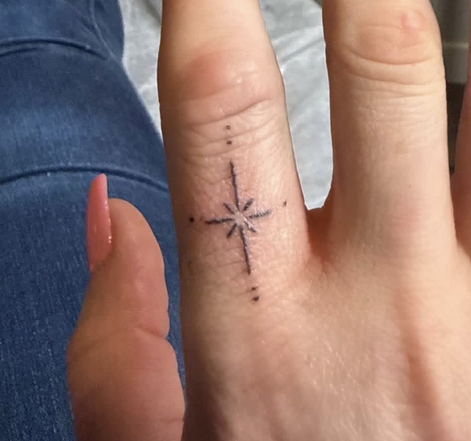 North Star Finger Micro Tattoo
