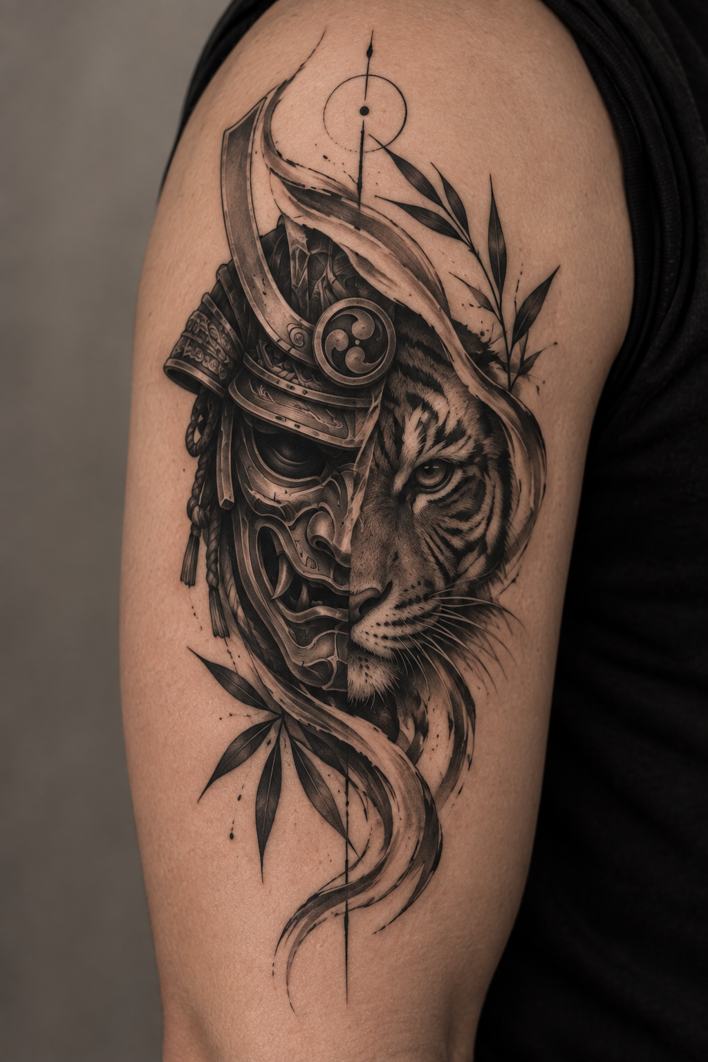 Prabin Bom — Samurai Helmet & Tiger Composition
