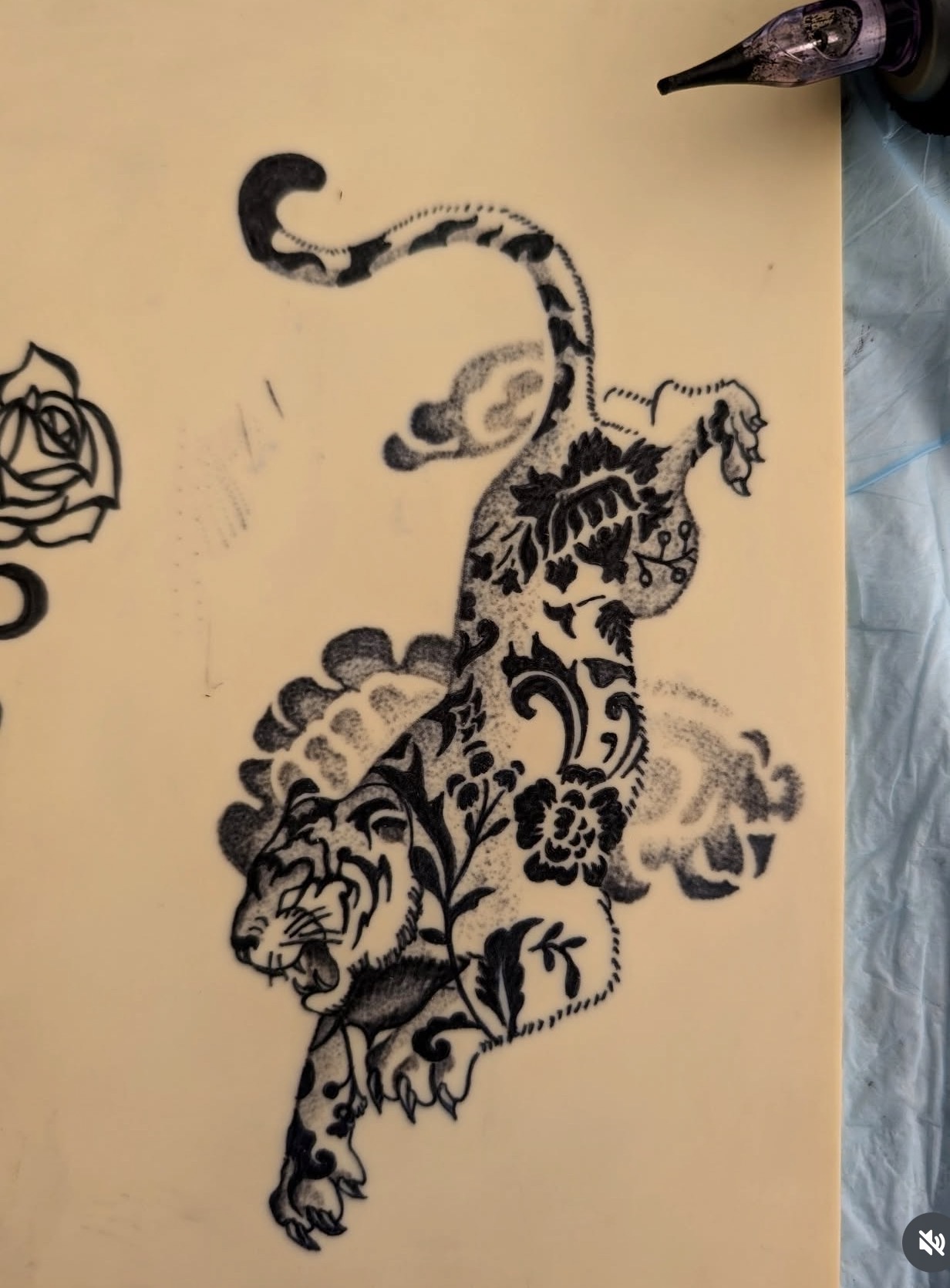 Ornamental Floral Patterned Tiger