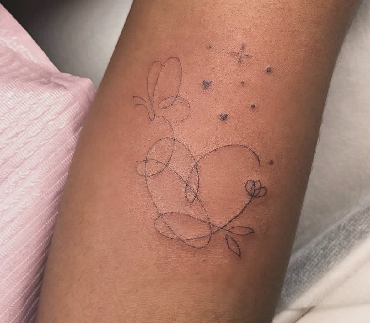 Single Line Butterfly & Heart