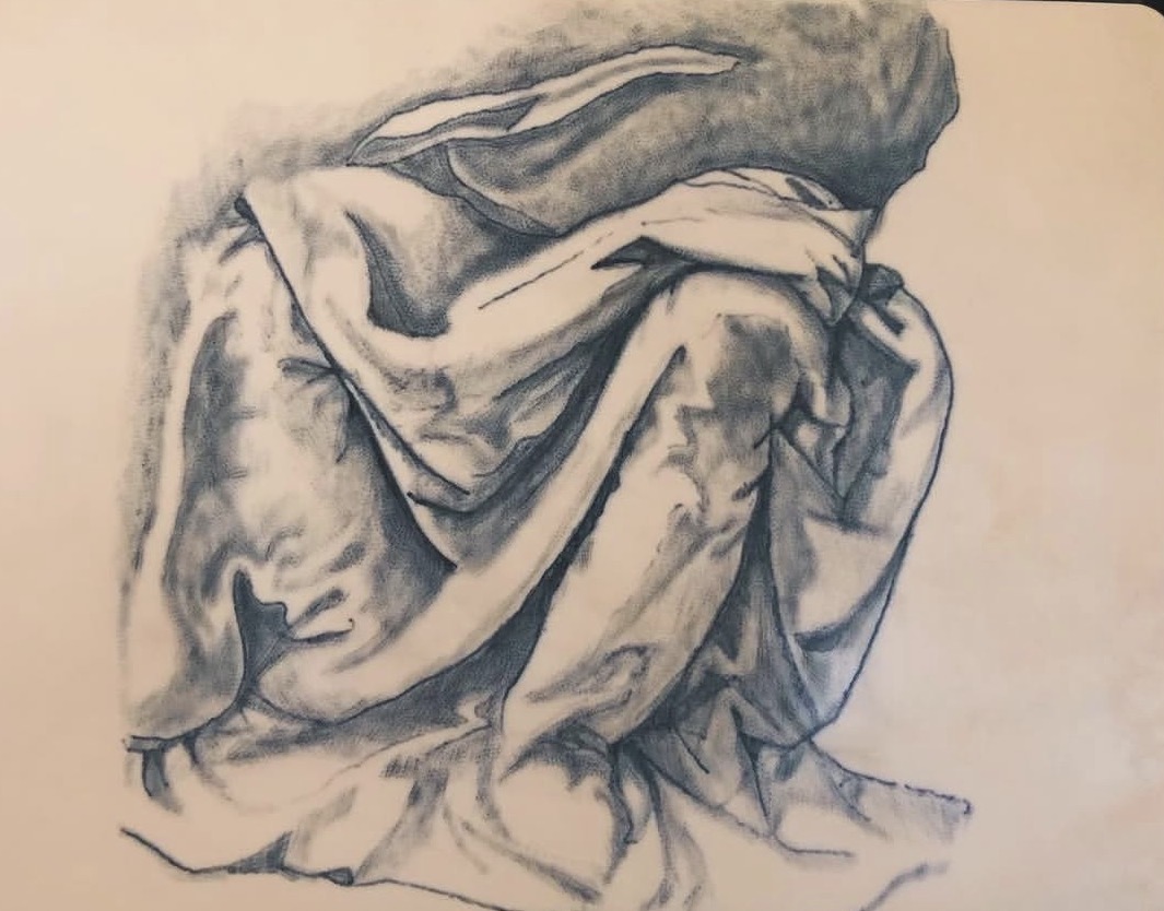 Graphite Draped Figure Study