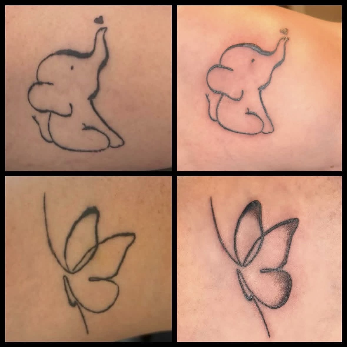 Elephant & Butterfly Line Pair