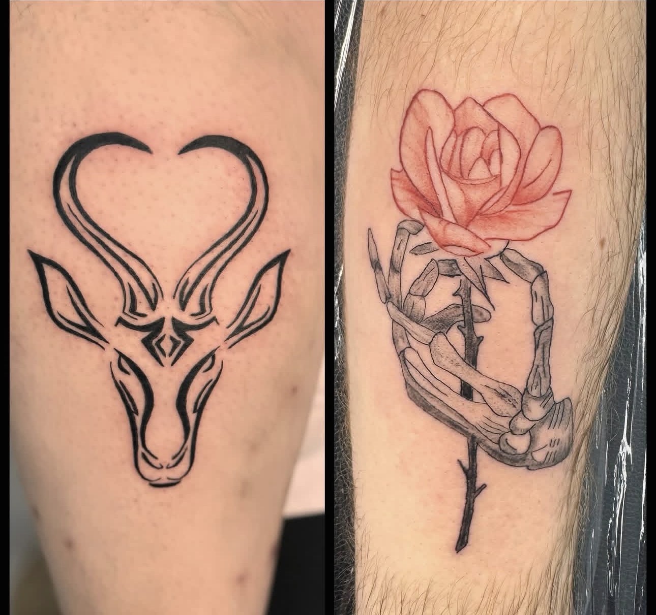 Antelope Heart & Skeletal Rose Pair