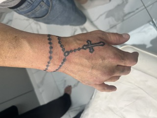 Rosary Bracelet Hand Tattoo