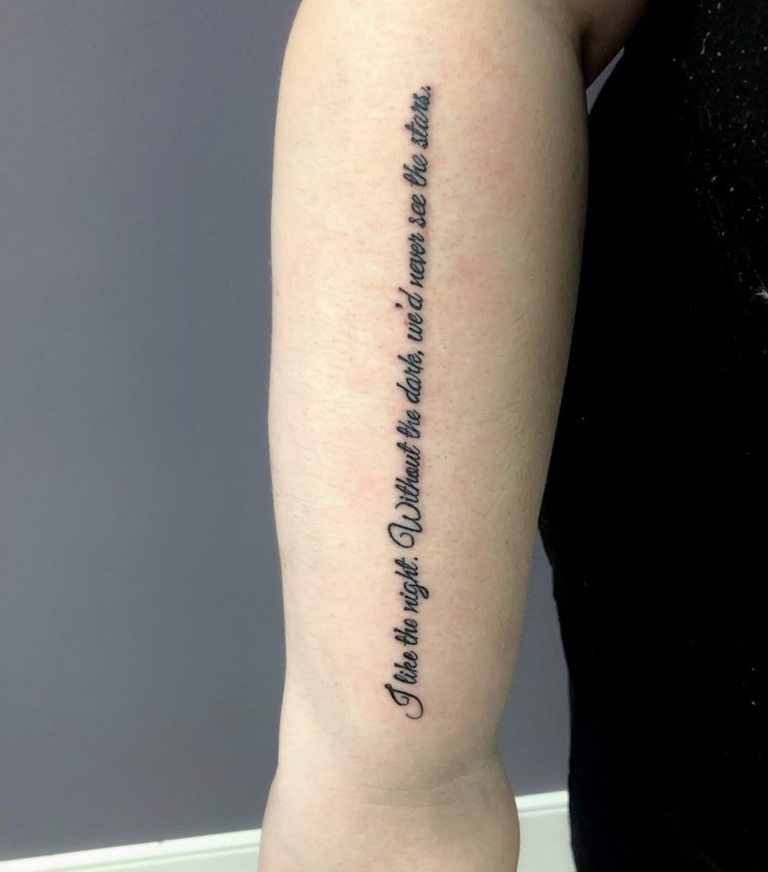 Fine Line Script Forearm Text